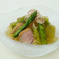 夏野菜と鴨ロースジュレかけ