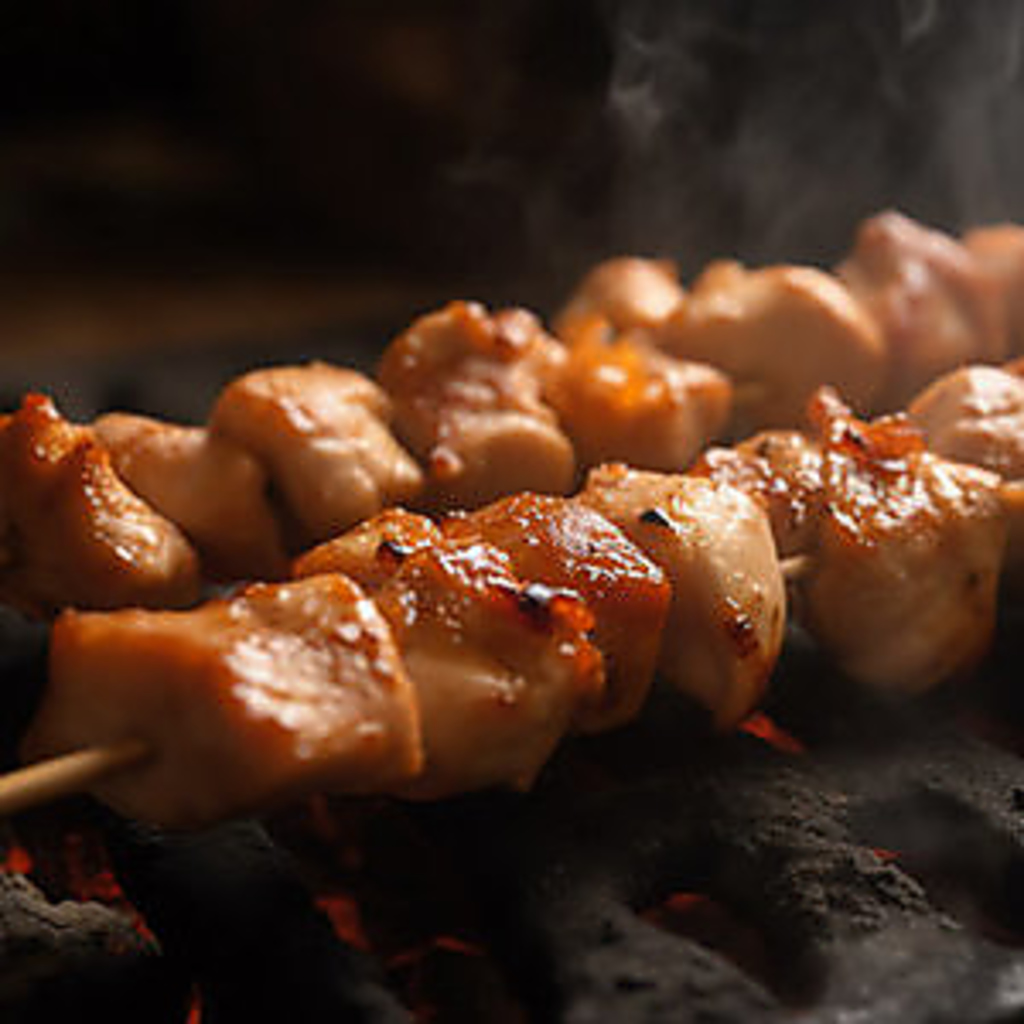 炭火で焼き上げた焼き鳥は もも/ねぎま/かわ/つくね/ぼんじり(タレ/塩)と種類豊富にご提供してます。