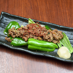 牛タン肉みそピーマン