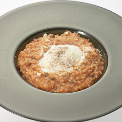 自家製ミートソースと袖ヶ浦産プリンセスエッグの半熟卵のリゾット