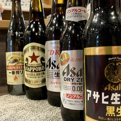瓶ビールは大瓶で各メーカーご用意。お好きなビールを◎