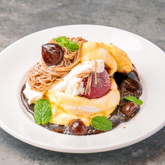 モンブランとカシスソルベのパンケーキ