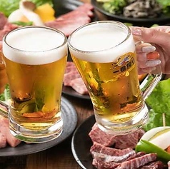 単品飲み放題OK◎焼肉＋ビールで至福のひとときを！