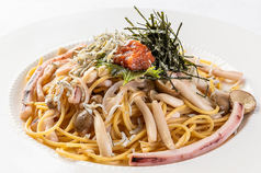 しらすとスルメイカの和風オイルパスタ たたき梅と大葉添え セット