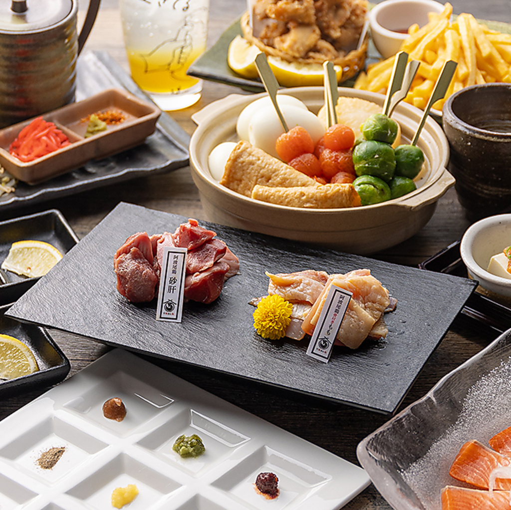 川西能勢口 肉 宴会 完全個室 飲み放題 貸切 日本酒 接待 おでん 鶏料理 忘年会 新年会 歓送迎会