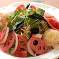 料理メニュー写真 旬の加賀野菜サラダと五郎島金時のポテトサラダ添え