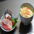 料理メニュー写真&nbsp;梅とタコのしそ豚もんじゃ