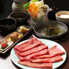 黒毛和牛特選霜降りロースと特選赤身ロースしゃぶしゃぶ御膳 160g(80g/80g)