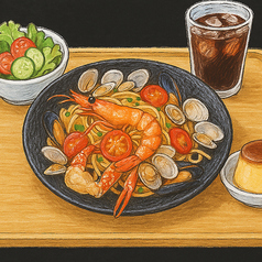 選べるパスタにサラダ、ドリンク、デザート付き！！