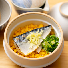 汐鯖とトウモロコシの土鍋めし