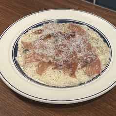 生ハムとキノコのチーズリゾット