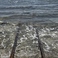 海に沈むレール。まるでジブリの世界。