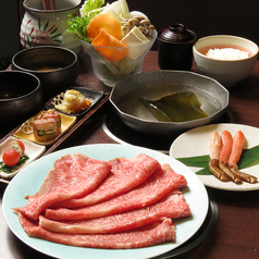 黒毛和牛特選霜降りロースとずわい蟹しゃぶしゃぶ御膳 &nbsp;160g/3本
