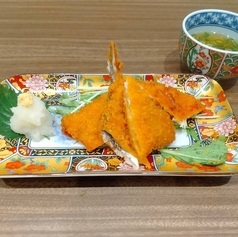 出汁で食べるアジフライ