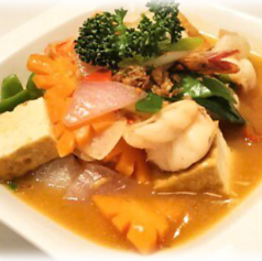 野菜とエビの豆腐炒め