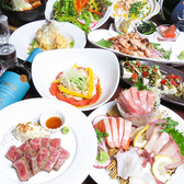 一番人気の黒毛和牛の炙りたたきとお刺身盛り合わせコース♪肉野菜魚全て堪能できるコースとなっております♪