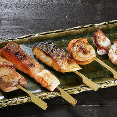 本日の魚串炭焼き五種盛り