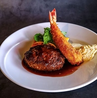 大海老フライ＆《黒毛和牛》手ごねハンバーグ