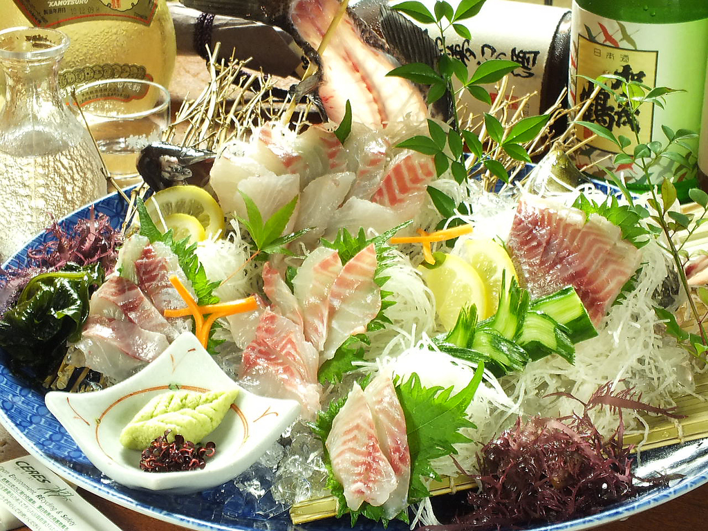 常に旬な魚を揃えています。特に活きイカはお薦め。（天候等により入荷しない場合もあり）