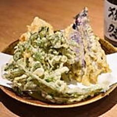 野菜天盛 (大根、サツマ芋、春菊、なす)