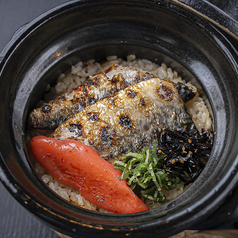 炭焼き鯖と明太子の釜飯