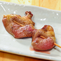 ハツやレバーの串焼き