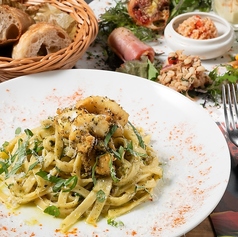 季節限定パスタ　牡蠣のキノコバジルパスタセット