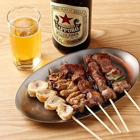 こだわりの備長炭で焼き上げたもつ焼き