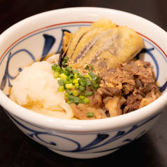 揚げ茄子と牛肉のみぞれうどん