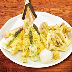 アスパラと舞茸の天ぷら