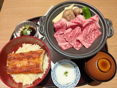 牛陶板焼き膳（鰻半尾）