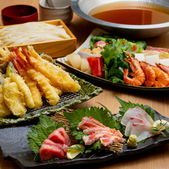 【飲み放題付き】自家製麺うどんすきコース◆うどんすき鍋をメインにお造り・季節の天ぷらに自家製麺うどんの写真