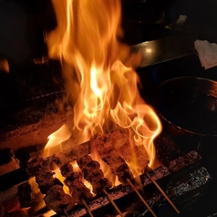 炭火で焼き上げる焼き鳥は絶品！県内産朝挽き地鶏使用！