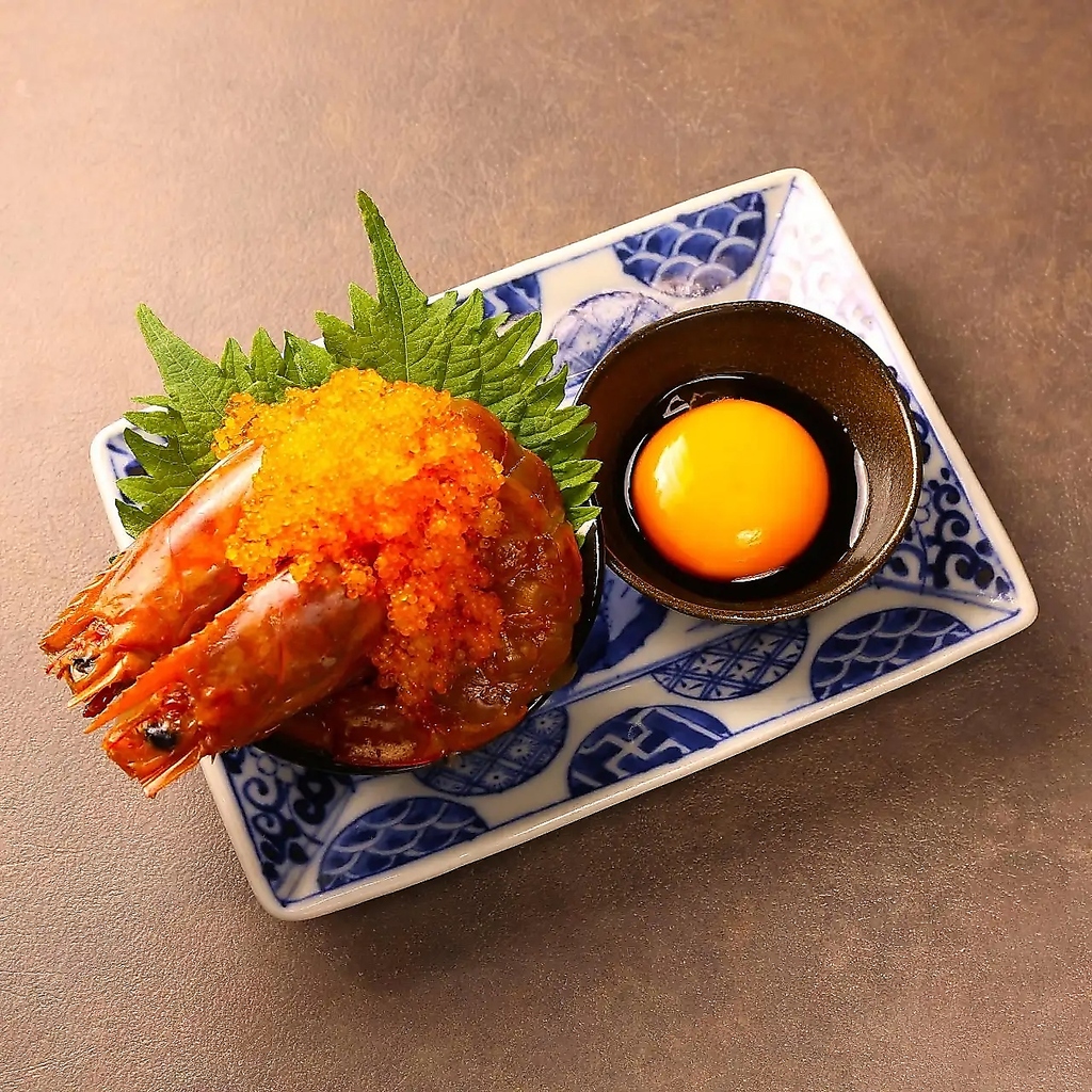 生エビの漬け 黄身醤油がけ