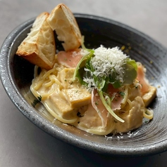 島豆腐のチーズパスタ