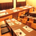 【15~35名様】仕切りがございますので、店内半分を貸切も可能です。お席は掘りごたつのお席でゆっくりお食事していただけます。