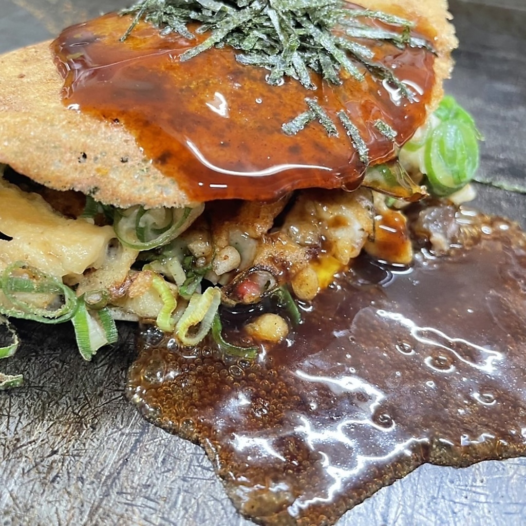 京風ねぎ焼★ネギたっぷり♪京風なのであっさり頂けます☆花たぬき特製ソースとの相性抜群!!