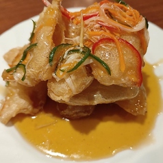 白しめじ&肉そぼろとの唐揚げ/塩胡椒かけニラ白ぶなしめじ揚げ/オレンジベース風エリンギ揚げ炒め