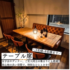 当店には、2名～3名様用のテーブルが2つございます。ちょっとした友人同士の飲みにも最適なスペースです。アットホームな雰囲気で、楽しいひとときをお過ごしいただけます。気軽におしゃべりしながら、美味しい料理とお酒をお楽しみください！お友達と一緒に、ぜひお越しください。