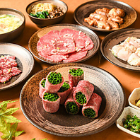 視覚でも楽しめるネギ巻きタンをメインにした宴会コース