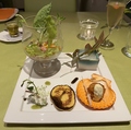 料理メニュー写真&nbsp;【前菜】野菜のパフェ/イカダンゴのフリット/クリームチーズと青のりのムース/じゃがいものパンケーキ