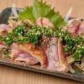 料理メニュー写真 鹿児島名物　種鶏　ももタタキぽん酢