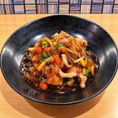 彩り野菜の黒酢鶏