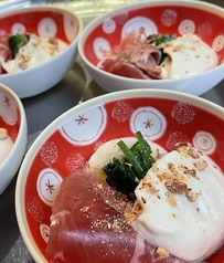 桃と生ハム白和え