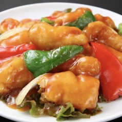 甘酢白身魚炒め