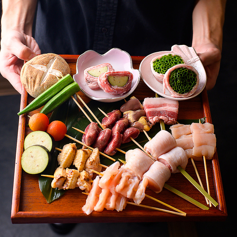 鹿児島地鶏の黒さつま鶏を使用したこだわりの焼き鳥を堪能