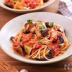 ナスとベーコンのトマトパスタ