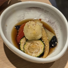 夏野菜の揚げ浸し　辛子おろし添え