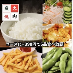 ご褒美宴会におすすめ♪クーポンご利用で＋390円で全てのコースに5品食べ放題付きにできます！
