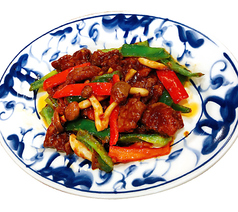 四川風牛肉とピーマン炒め